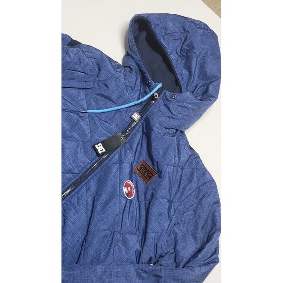 Rare DC Shoes Mens Size Large Reversible Jacket Sample Quilted Hooded Pockets - Picture 11 of 14